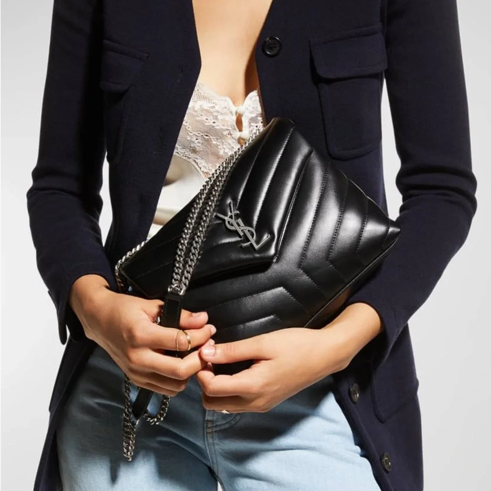 NWT YSL Loulou Small Matelasse Calfskin Flap Bag w/ Metal Straps - Picture 6 of 14